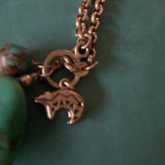 Green turquoise pendant with ball & bear  necklace with-chain 925 Silver - Picture 6 of 8